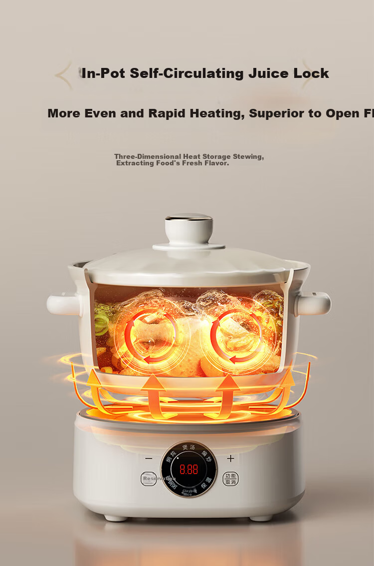 Bear Electric Clay Pot Electric Stew Pot Soup Cooker Health Porridge Cooker 3-4 People Split Electric Clay Pot DSG-D30S1 3L High Heat Quick Stew [Off-White] 9