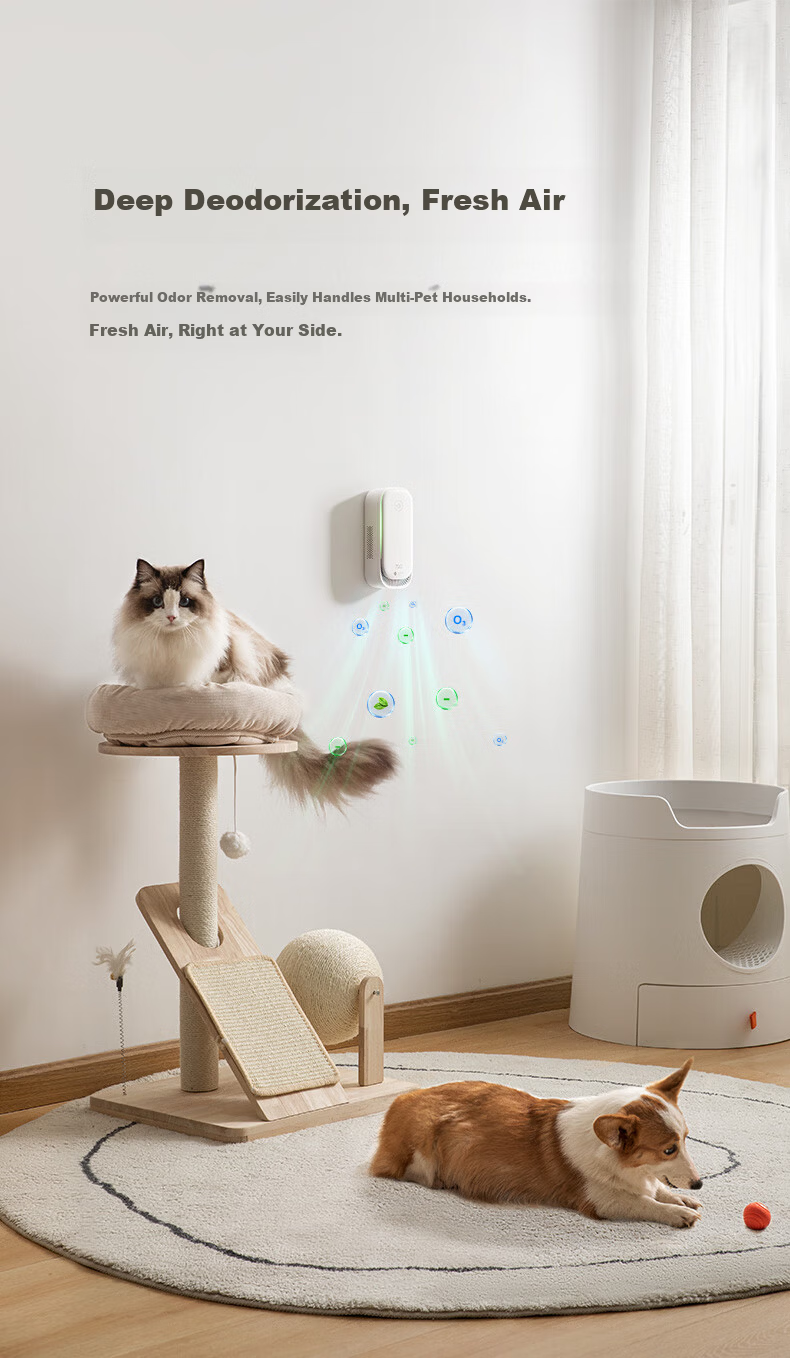 720 Pet Odor Removal Air Purifier for Cat and Dog Litter Odor, 99.9% Sterilization, Negative Ion Super Oxygen Deodorizer, Bathroom Freshener, Zero Consumables, Huawei Smart Link 6