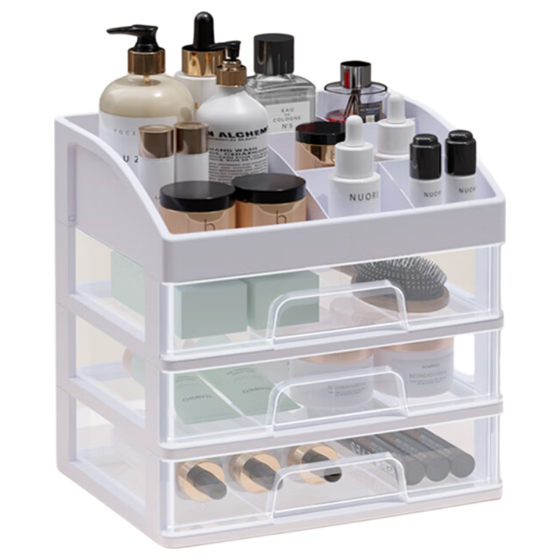 Youbili Cosmetic Storage Box, Desktop Organizer, Lipstick And Perfume Drawer-Style Compartmented Transparent Multi-Layer, for Students