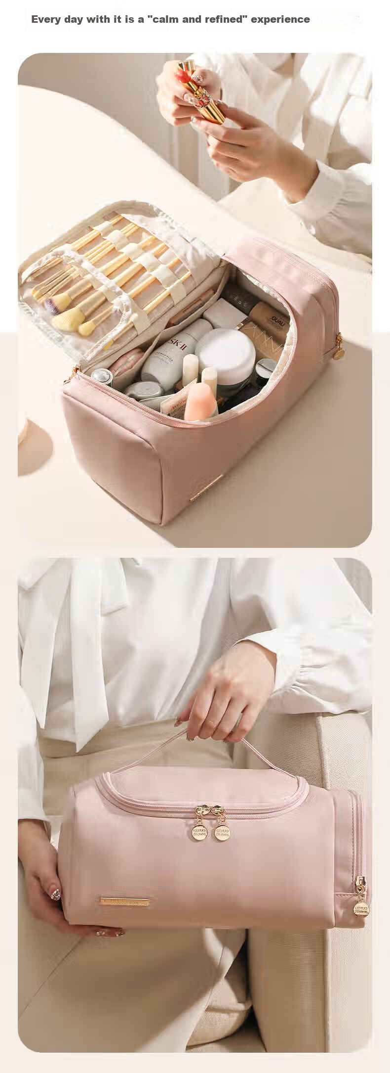 LOHAS Travel Makeup Bag Portable Large Capacity Toiletry Skincare Storage Pouch High-End Stylish Women's Travel Business Trip Organizer 14