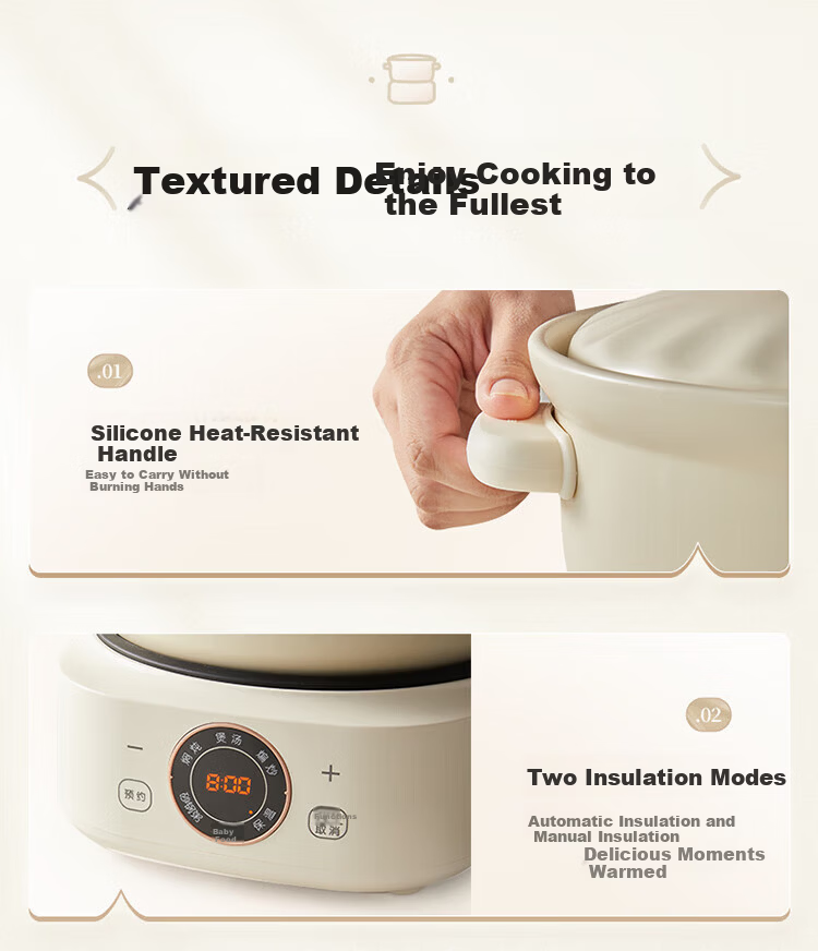 Bear Electric Clay Pot Electric Stew Pot Soup Cooker Health Porridge Cooker 3-4 People Split Electric Clay Pot DSG-D30S1 3L High Heat Quick Stew [Off-White] 20