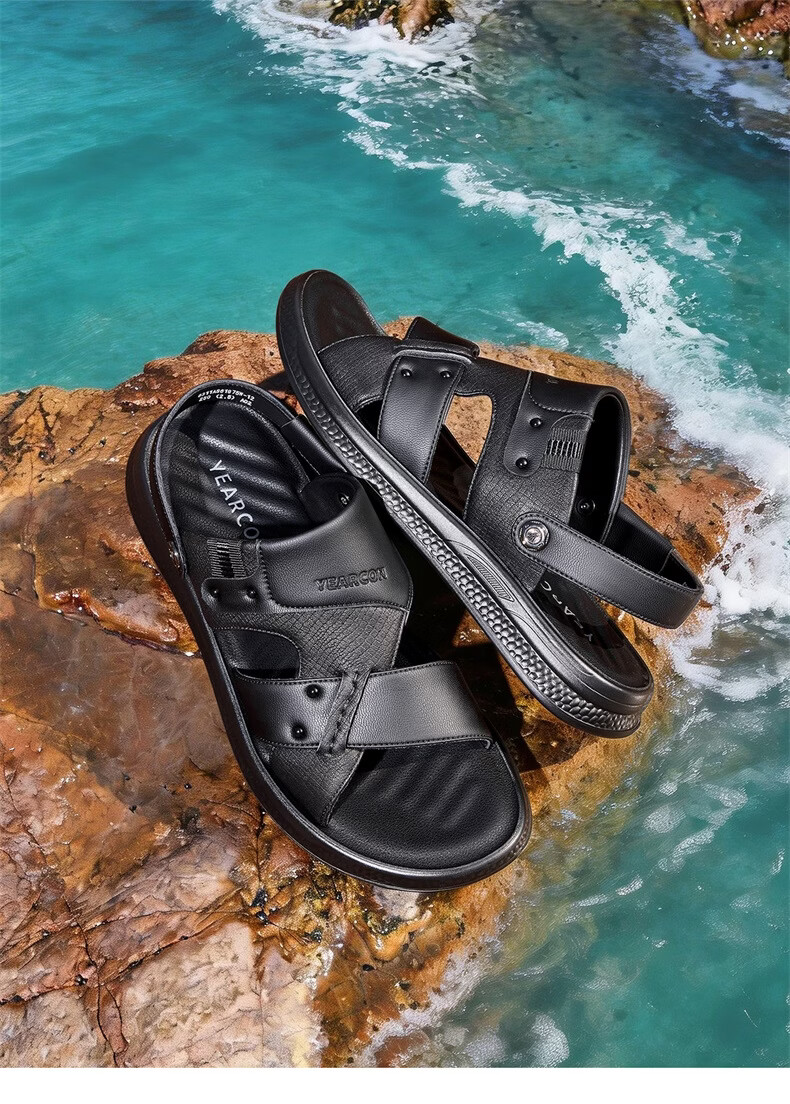 Eierkang Men's Breathable Comfortable Casual Beach Sandals Dual-Wear Driving Slippers 61875W Black Size 42 1