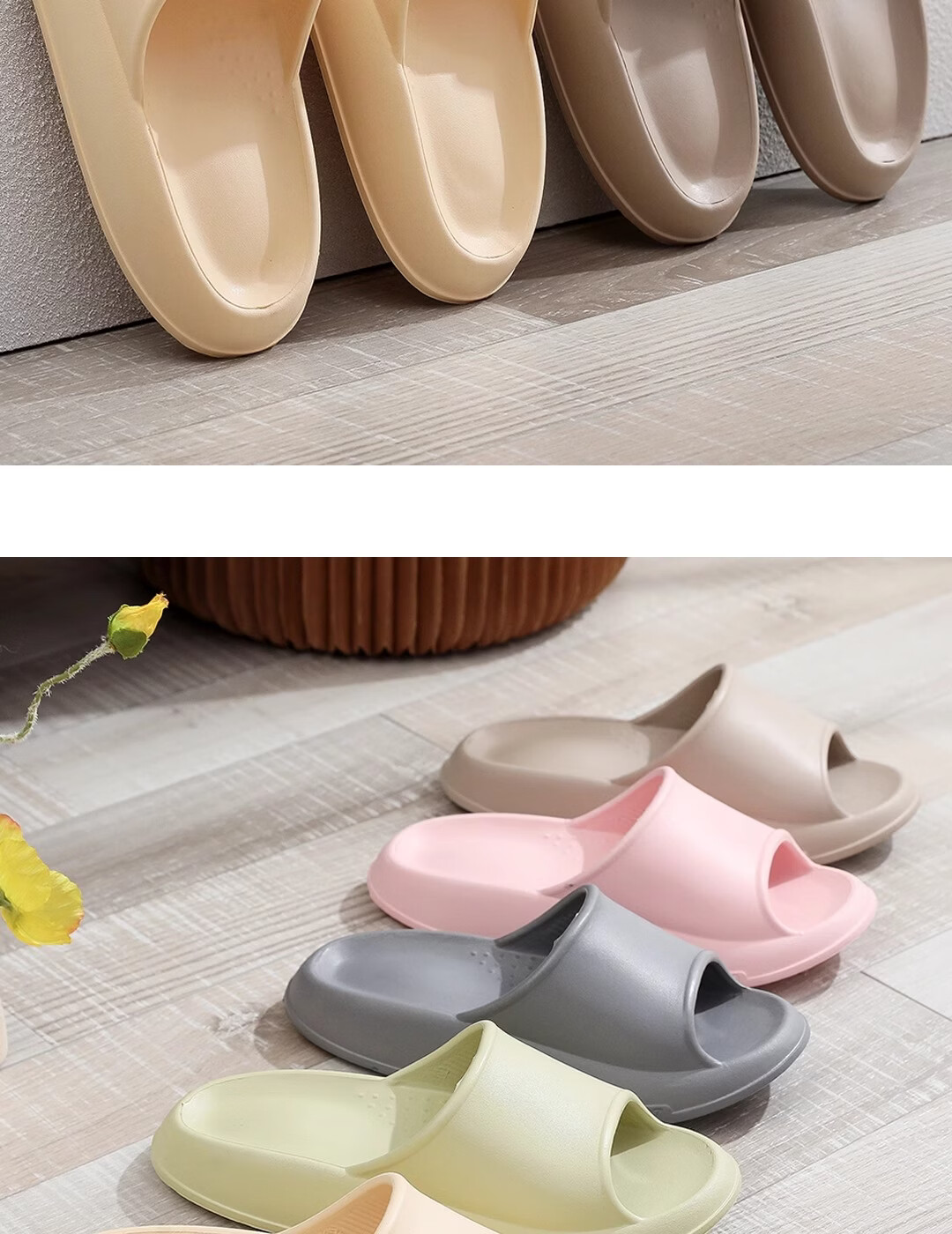 XGGC Men's Indoor Non-Slip Bathroom EVA Thick Sole Slippers Women's Summer Khaki Size 36-37 11