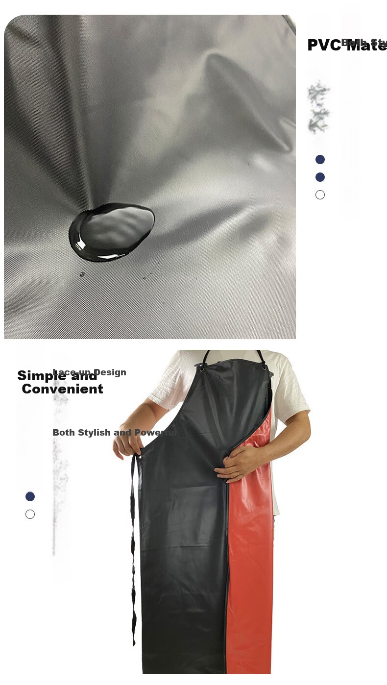 Aideer Black and Red Composite Apron PVC Double-Layer Thickened Waterproof Oil-Resistant Acid and Alkali Resistant Unisex Seafood Apron Black and Red (110*80) CW928628 5