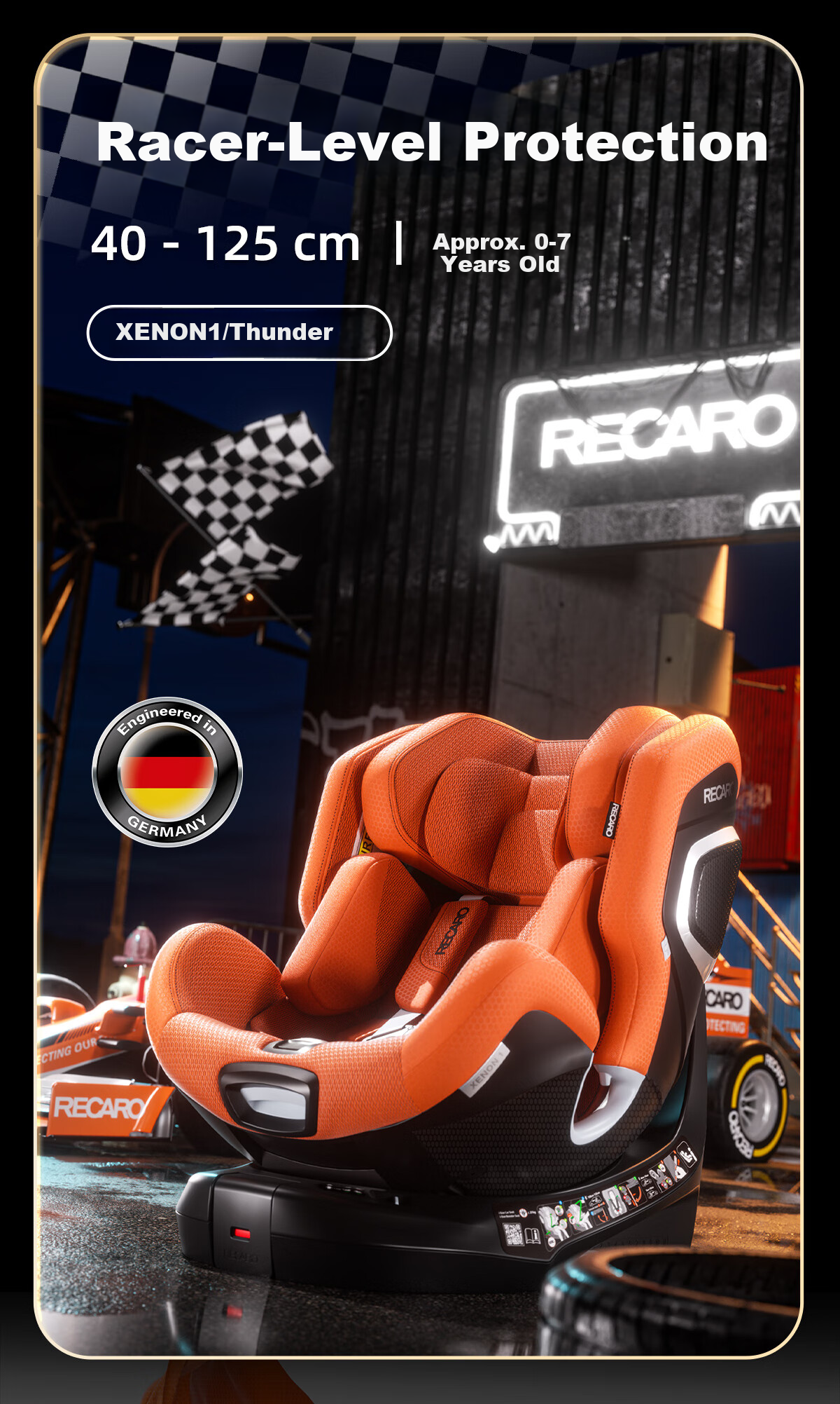 RECARO Child Safety Seat 0-4-7 Years Car Baby Chair i-Size Certified 360-Degree Rotation XENON1 Thunder 3