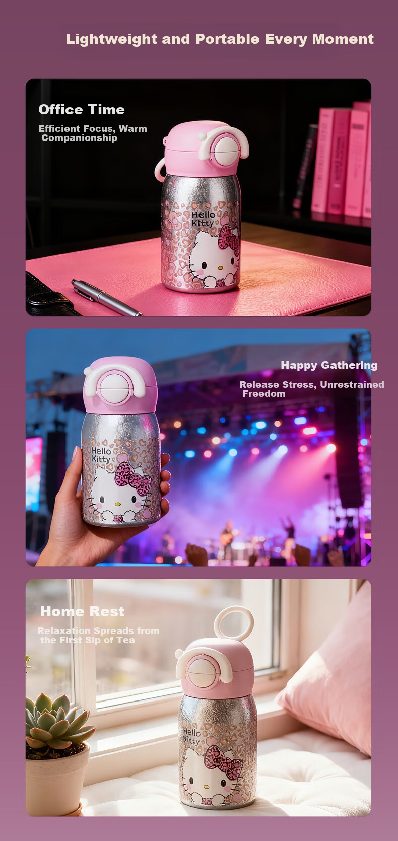 SANRIO Hello Kitty Double Drink Titanium Insulated Cup 316 Stainless Steel Straw Birthday Gift for Women 250ml 12