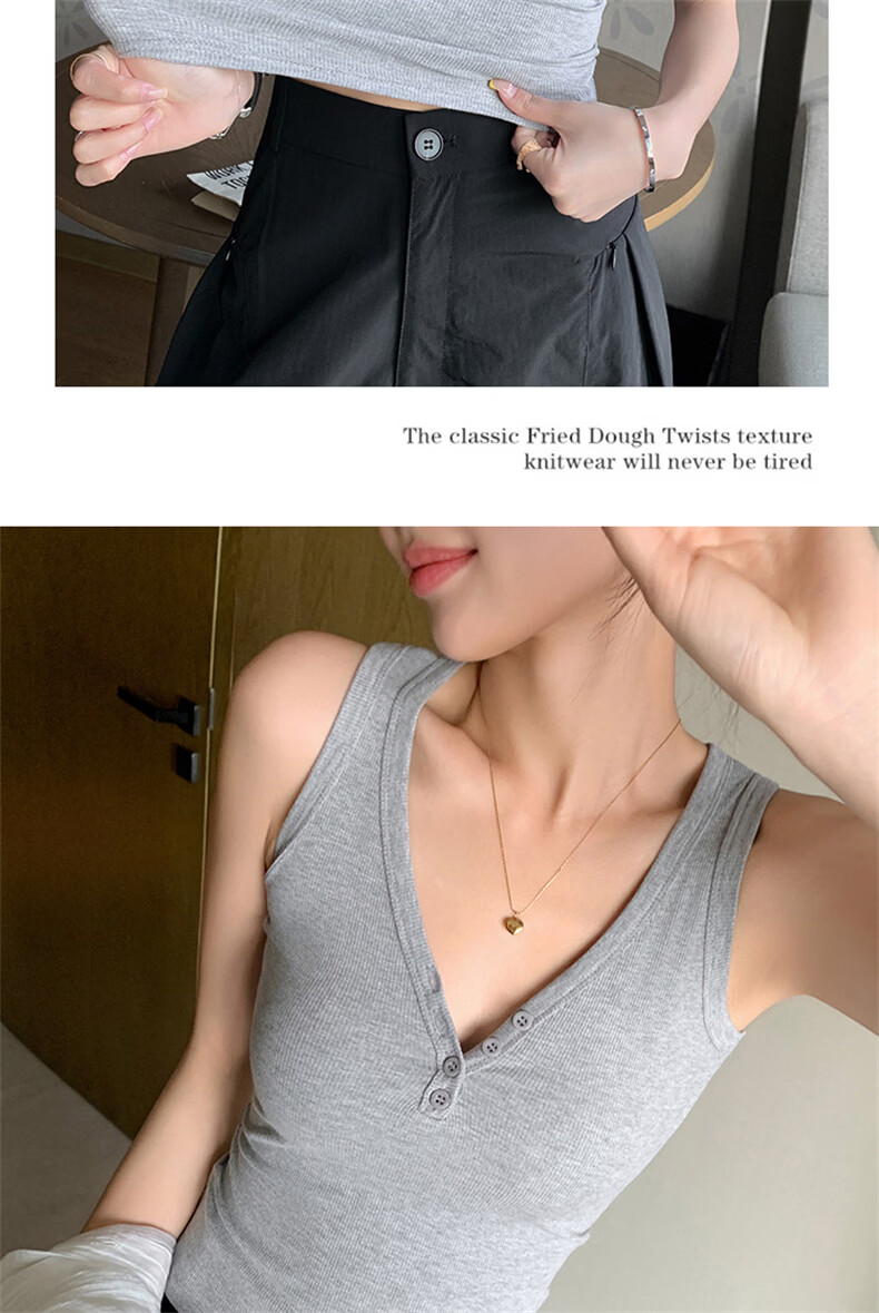 Langsha V-Neck Button Vest Women New 2026 Slim Fit Sleeveless Camisole Sexy Hot Girl Outerwear 22