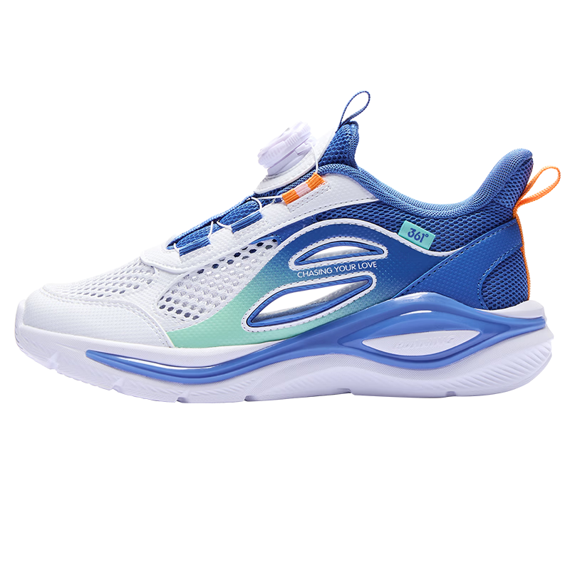 361° Kids Sports Shoes 26 Summer Boys Girls Breathable Running Shoes with Dial Buckle White Size 36