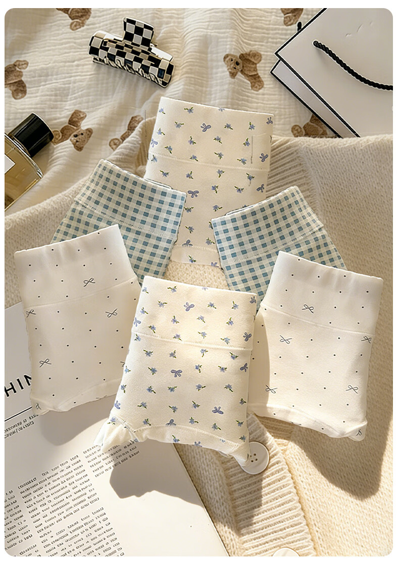 Xunmianren Baby Cotton Women's Underwear Spring Summer Pure Cotton Extended Crotch Antibacterial Mid-Waist Comfortable Boxer Briefs 3-Pack 2