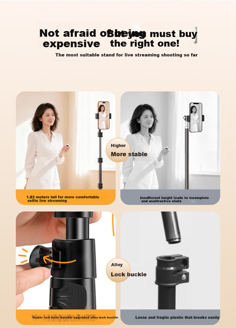 KOVOL [2.1 Meters Long] Floor Stand Selfie Stick Tripod for Live Streaming, Online Classes, Art Exams, Adjustable Height Tripod for Photography And Video Recording 2