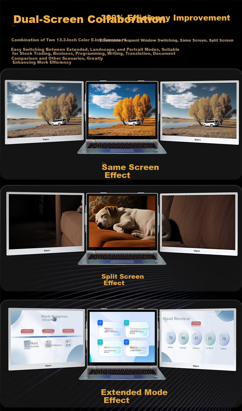 BIGME B13 New 13.3-inch Ultra HD High Refresh Rate Color E-Ink Display Screen Eye Protection Reading 30Hz Color Screen Front Light + Touch Screen 7