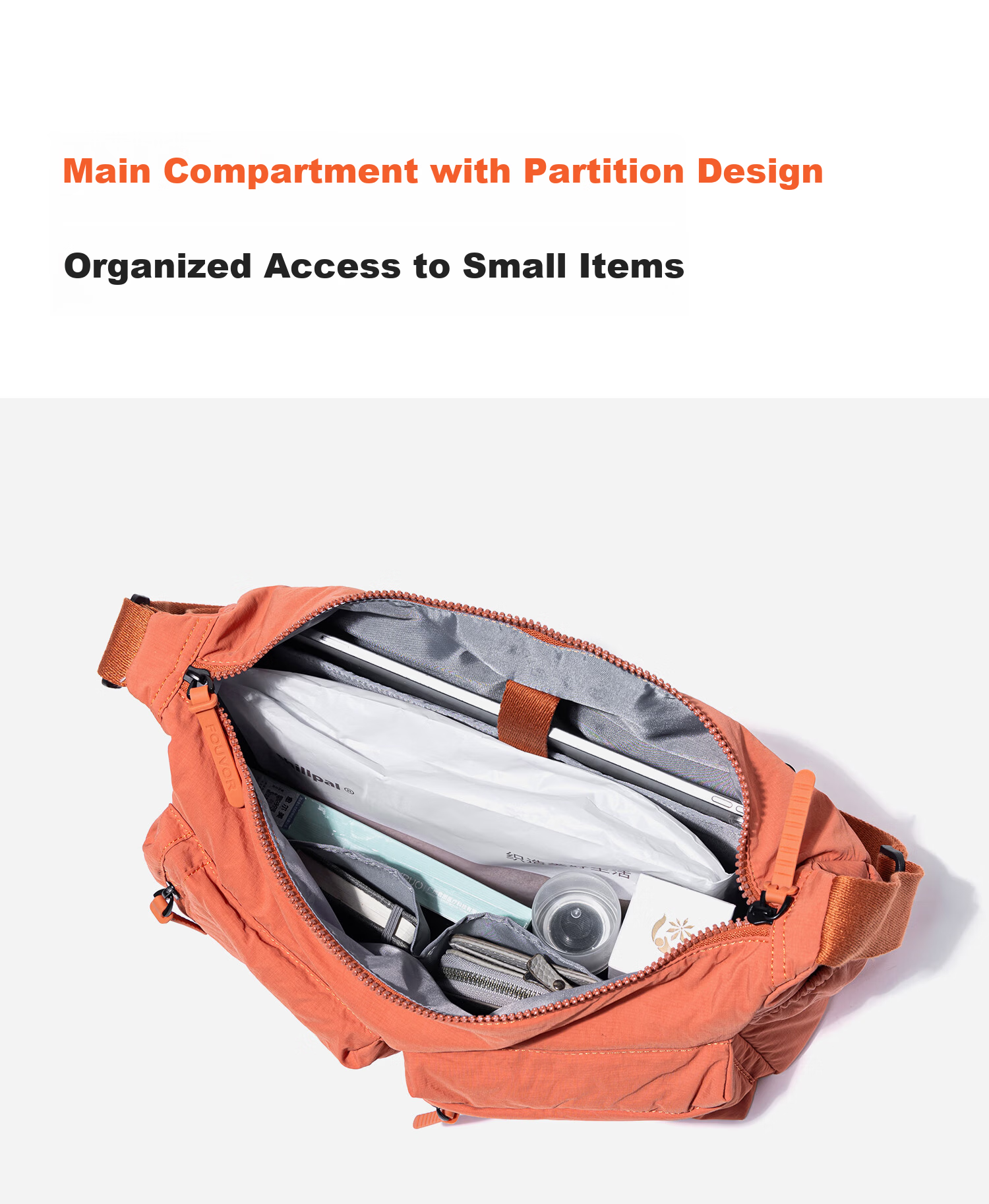 FOUVOR Fox Fashion Crossbody Bag for Women Multi-Pocket Shoulder Bag Large Capacity Lightweight Versatile Oxford Cloth Bag Orange 4