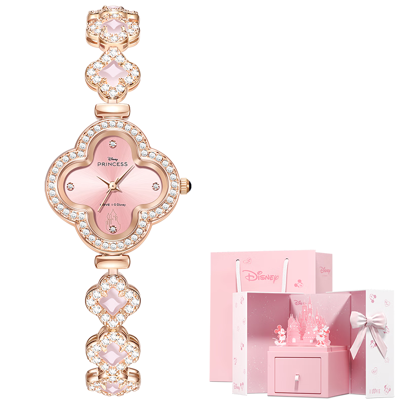 Disney Clover Women's Luxury Boutique Bracelet Watch Elegant Ladies Wristwatch Valentine's Day Gift for Her