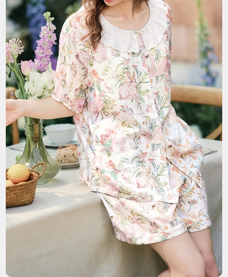 EMXEE Spring And Autumn Maternity Wear, Nursing Pajamas for Pregnant Women, Postpartum Elastic Silk Cotton Breathable Comfortable Summer Thin Loungewear Size L 20