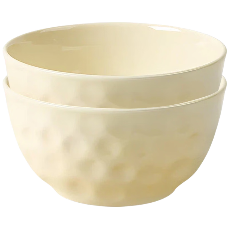 Huaqingge Creamy Style Ceramic Noodle Bowl Soup Bowl Home Use High Aesthetic 2026 New 6-Inch Noodle Bowl Set of 2 Underglaze Color Tableware