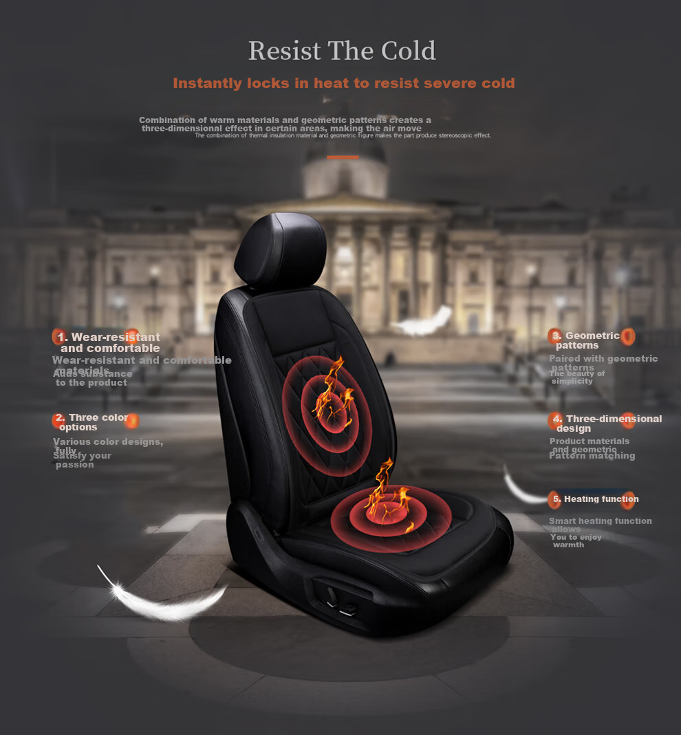 Digalun Car Heated Seat Cushion 12V Three-Piece Set Business Black Winter Rear Seat Electric Heating Pad 7
