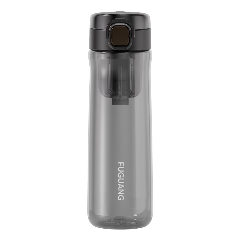 Fuguang One-Click Magnetic Pop-Top Tea Cup Tritan Material Tea-Water Separation Plastic Water Bottle Black