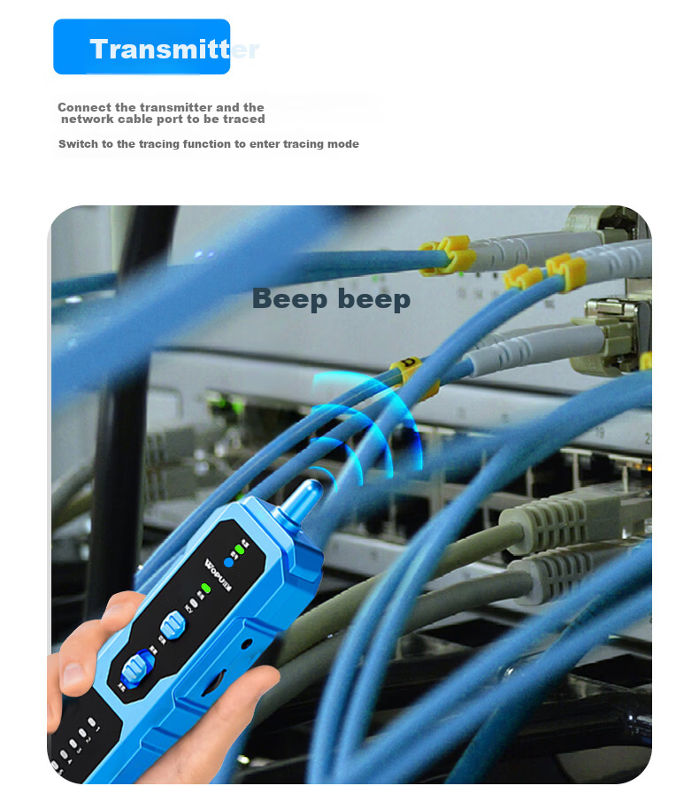 WOPU Network Cable Tester Line Tracker Telephone Switch Network Wire Detector Anti-Interference 100V Voltage Resistant Line Finder Precision Cable Tracer Network Accessory G810 3