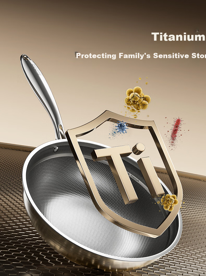 SUPOR JD Exclusive Pure Titanium Non-Coated Lightweight Non-Stick Frying Pan 100% Pure Titanium Plate 32cm Compatible with All Stoves 15
