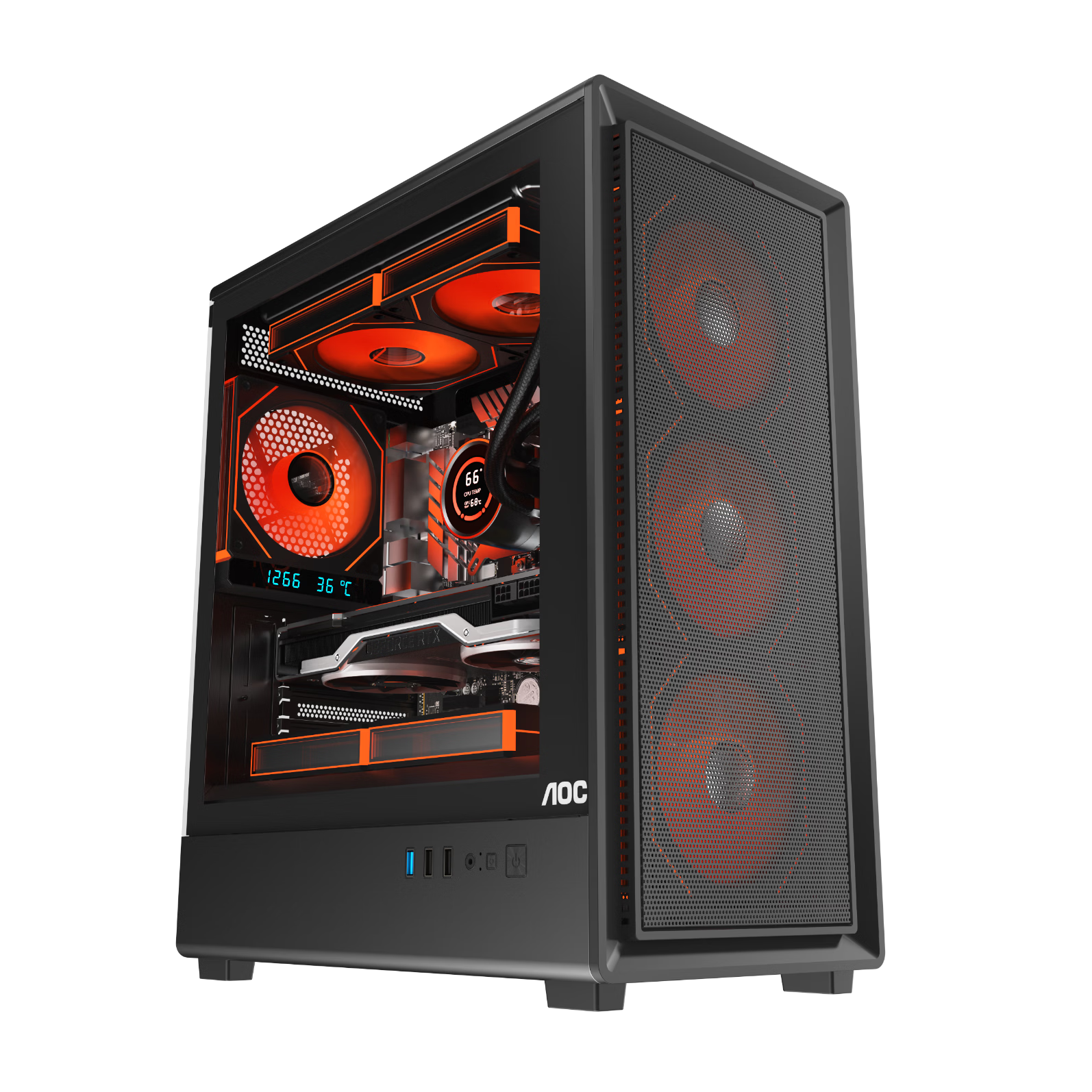 AOC Storm CG450B Black Gaming Office Desktop Computer Case mATX Motherboard Support 240mm Water Cooling 8 Fan Slots