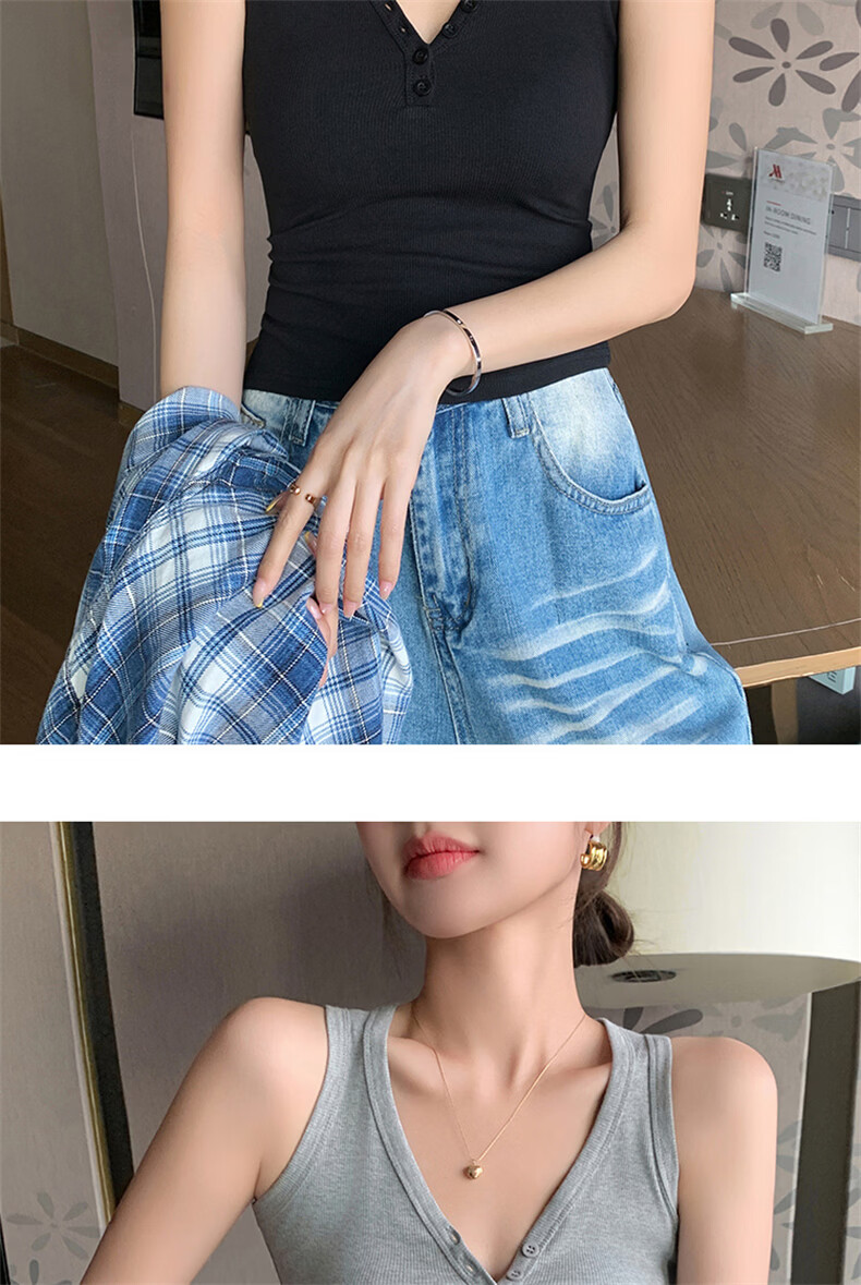 Langsha V-Neck Button Vest Women New 2026 Slim Fit Sleeveless Camisole Sexy Hot Girl Outerwear 20