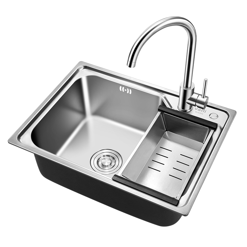 VATTI 304 Stainless Steel Sink Single Bowl Brushed Stainless Steel Vegetable Washing Basin Kitchen Sink Dishwashing Basin-