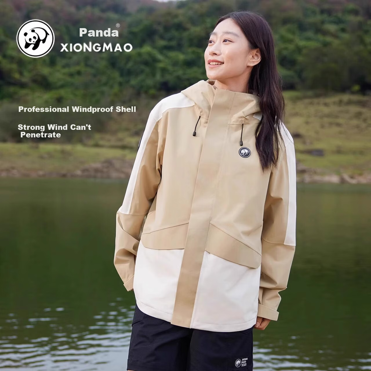 CAMEL Panda Single-Layer Spring-Summer Unisex Outdoor Waterproof Windproof Mountaineering Jacket