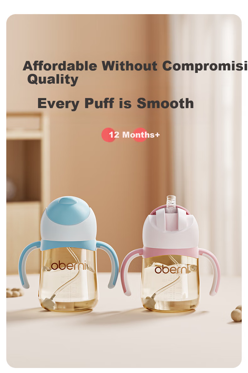 Oubeni PPSU Children's Training Drinking Cup Kindergarten Primary School Direct Drinking Water Cup with Handle Straw Anti-Choking Anti-Drop Slide Cover Water Bottle 1