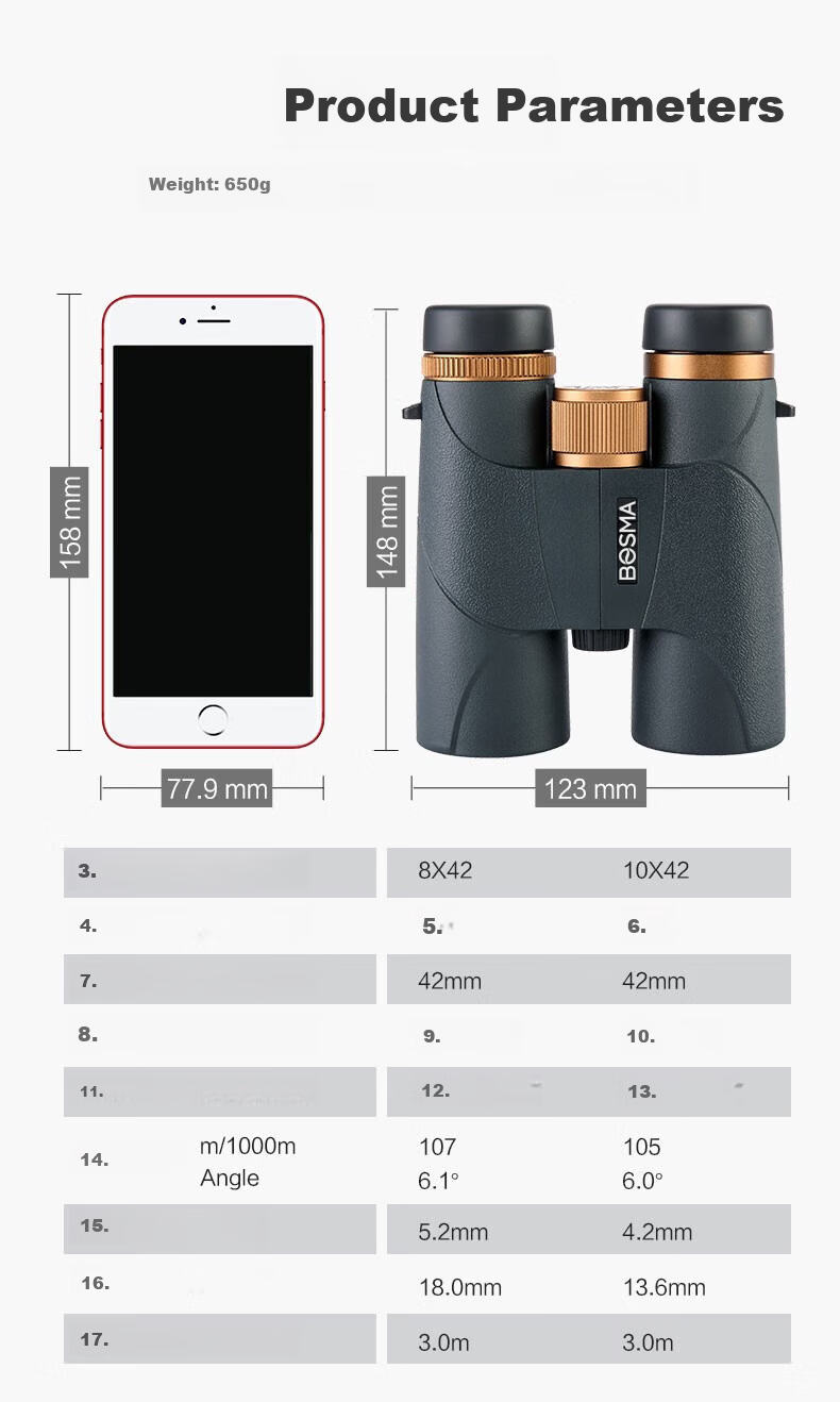BOSMA BOSMA Binoculars Golden Tiger II Series 10X42 High-Power HD Low-Light Night Vision 4