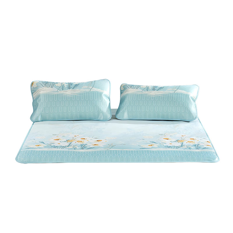 Fuanna 1000D Thick Silk Ice Silk Mat Class A Antibacterial Washable Summer Cooling Bed Sheet Fitted Single 2-Piece Set 1.2x2m