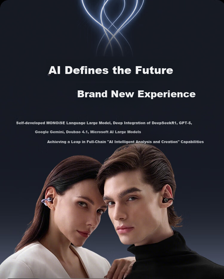MONOISE 500W Hot Sale | Ultimate Acoustics Bluetooth Clip-On AI Wireless Ear-Hanging Earphones 2026 Sports Running Music Non-In-Ear Real-Time Translation Noise Cancelling 9