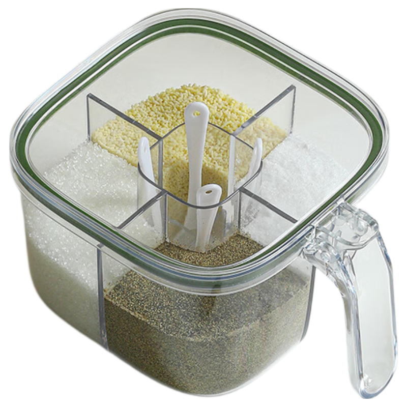 Jiadu Seasoning Container Set for Home Kitchen, Multi-Compartment Spice Jars with Salt, MSG, Pepper Storage And Condiment Bottles