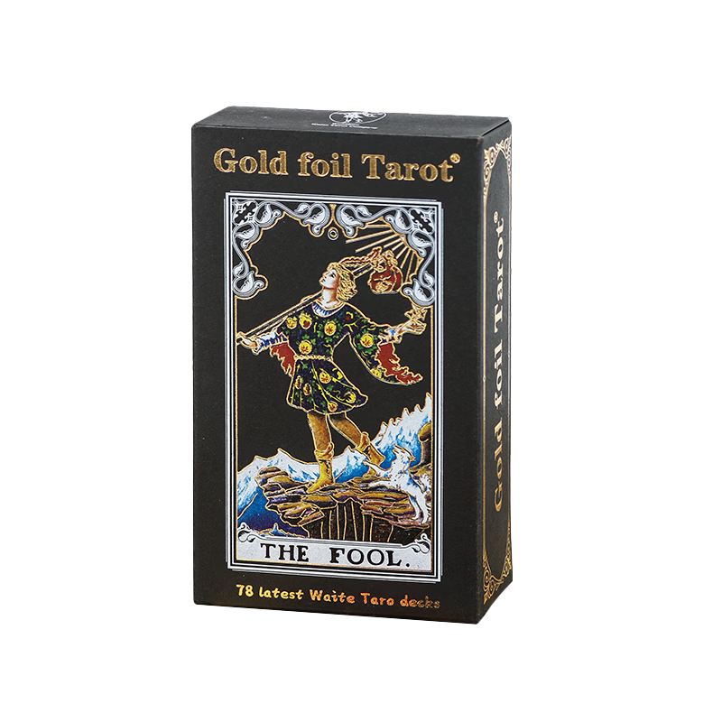 Miaoji Authentic Rider-Waite Tarot Cards PVC High-Quality Gold Foil Full Set Waterproof Gift Box Simple Packaging Devil Eye MJ8659