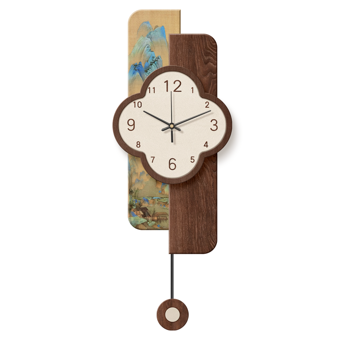 Haojiubujian Chinese Antique Style Qianli Jiangshan Living Room Wall Clock, 2026 New High-End Simple Quiet Timepiece, Dining Room Home Clock