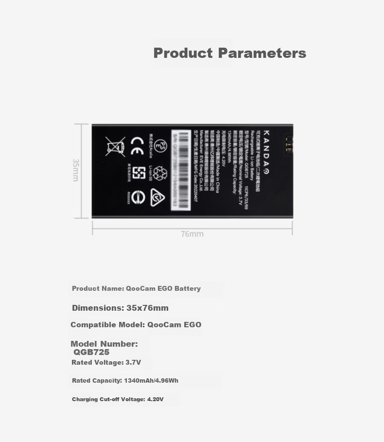 KanDao Sees A Large Capacity Battery of 1340mAh (Compatible with QooCam Ku Kan EGO) 6