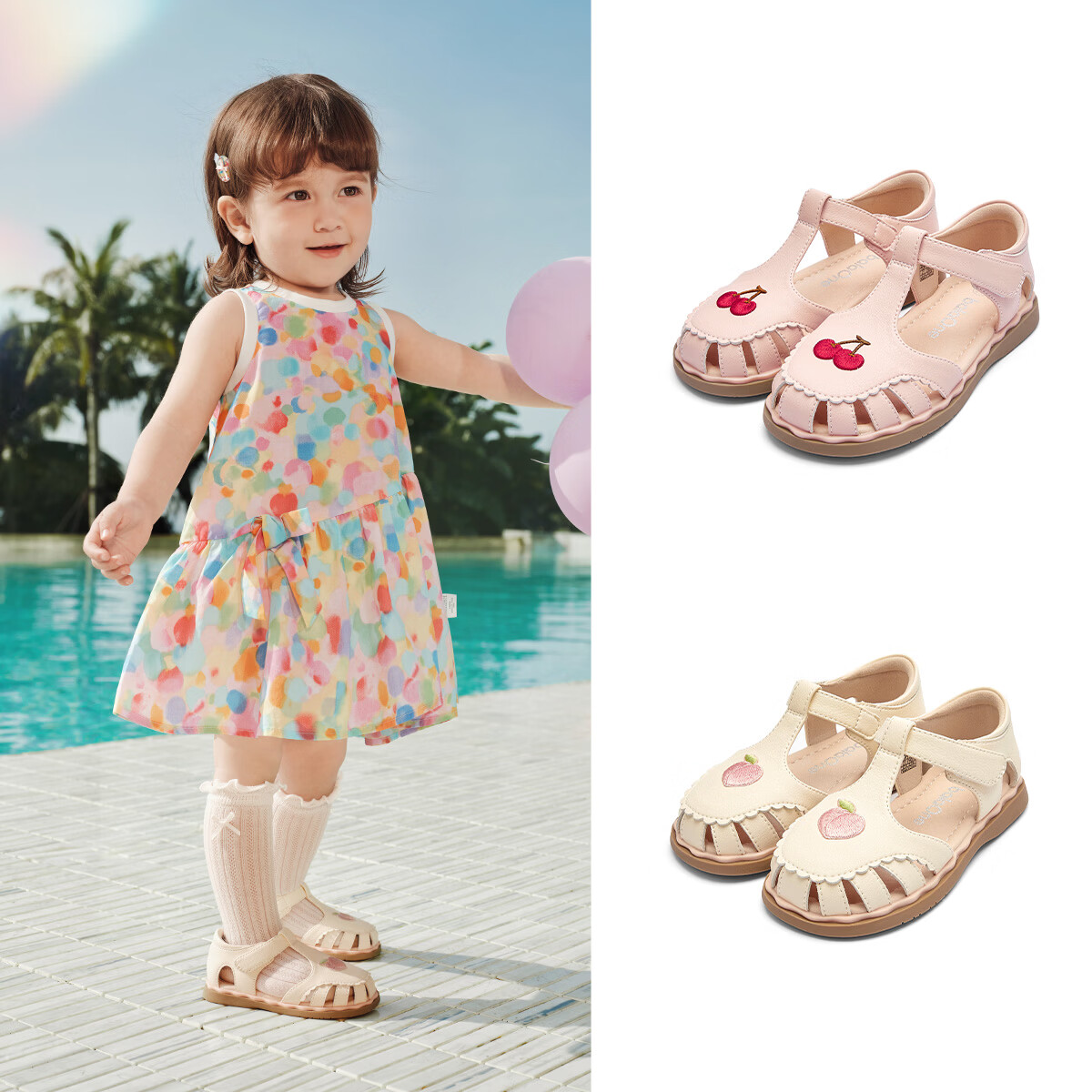 Balabala [balaOne] Kids Sandals Girls 2026 Summer Delicate Embroidered Casual Shoes