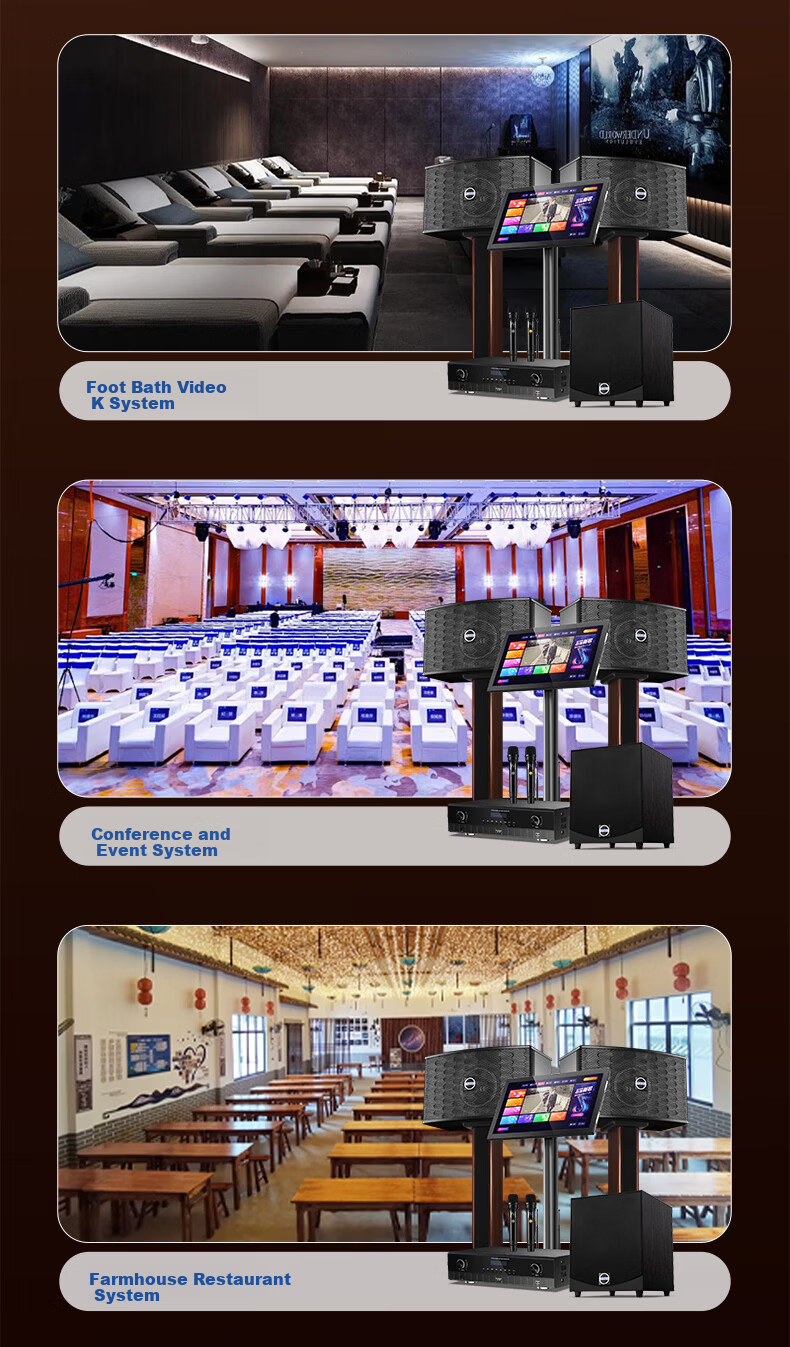 HYUNDAI Modern Home KTV Speaker Set Full Package Living Room Audio Karaoke Theater Equipment Professional Song Selection Machine Singing KTV Touch Screen Conference Private Room Bar Entertainment 8
