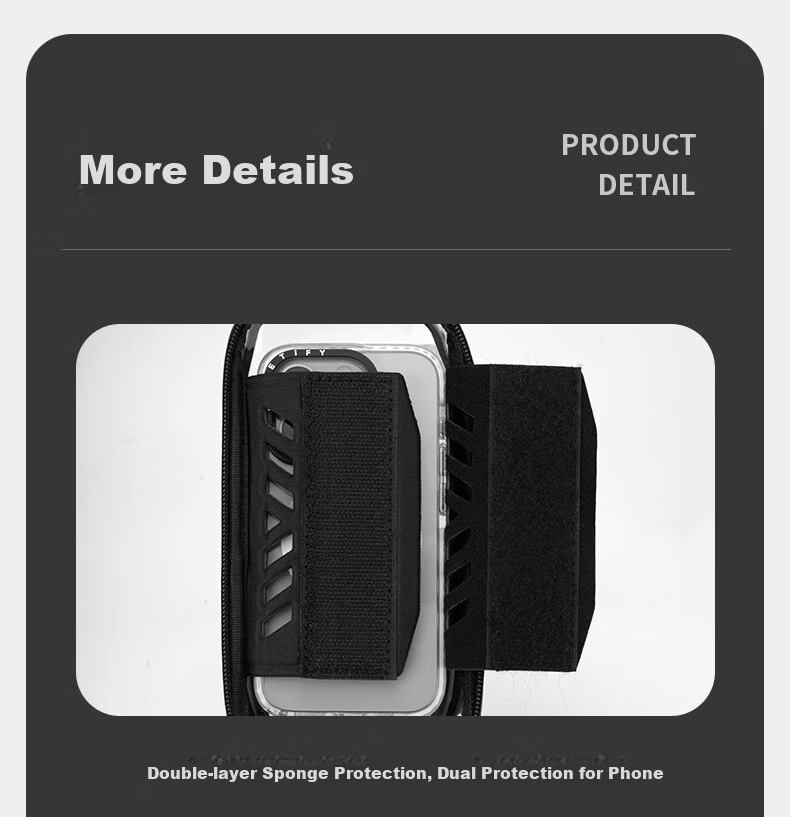 TOSUOD Bicycle Hard Shell Front Tube Bag Mountain Bike Phone Tool Storage Bag Riding Gear Black 8