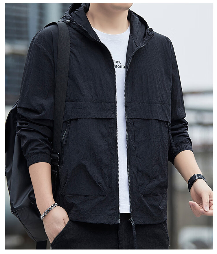 ROMON Men's Summer Outdoor Water-Repellent Fishing Jacket Breathable Ice Silk Cooling Coat 2682 Light Gray XL 11
