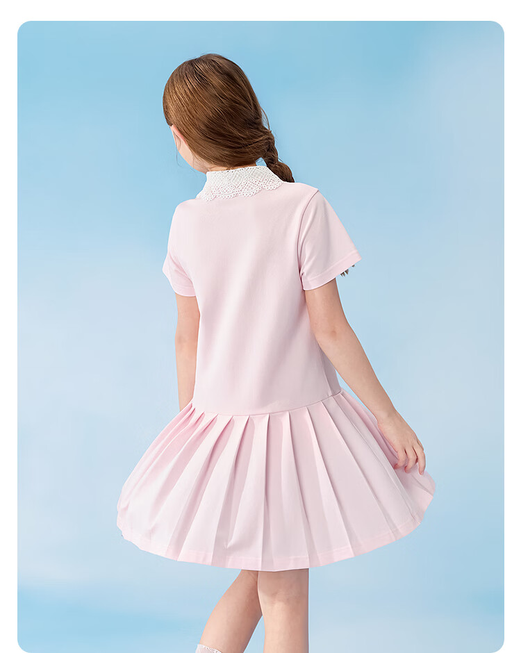 Balabala Girls Dress Children's Dress 2026 Summer Big Kids Academy A-line POLO Dress Sweet 19