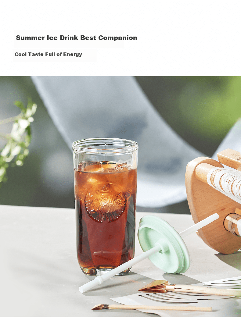 Starbucks Mint Green Series Triangular Glass Straw Cup 473ml Coffee Tea Water Cup Women's Day Gift 5