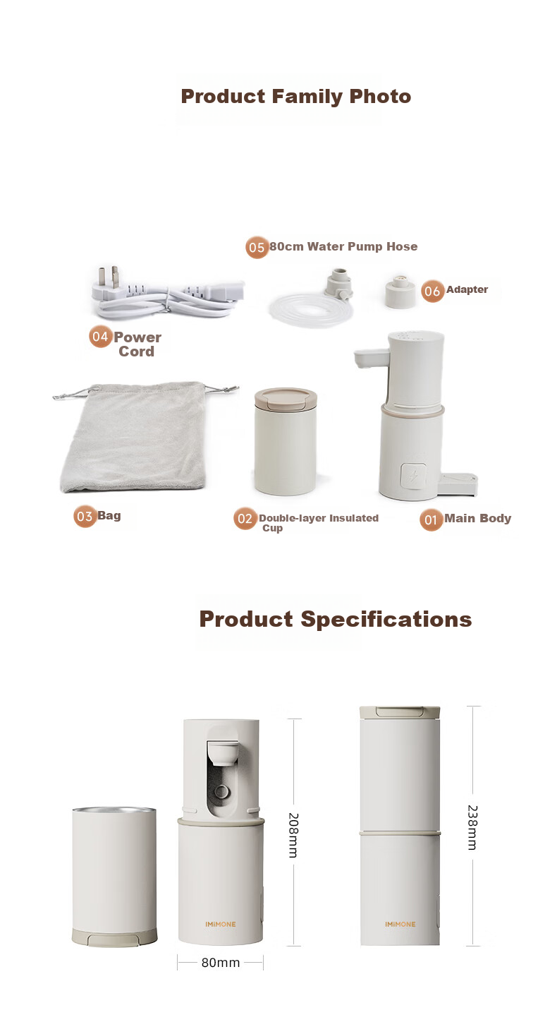IMiMONE Portable Instant Hot Water Dispenser with Bottom-Load Bottled Water, Dorm Travel No-Installation Foldable Electric Kettle, Small Insulated Cup, Milk Preparation Desktop Water Heater, Home Fast 22