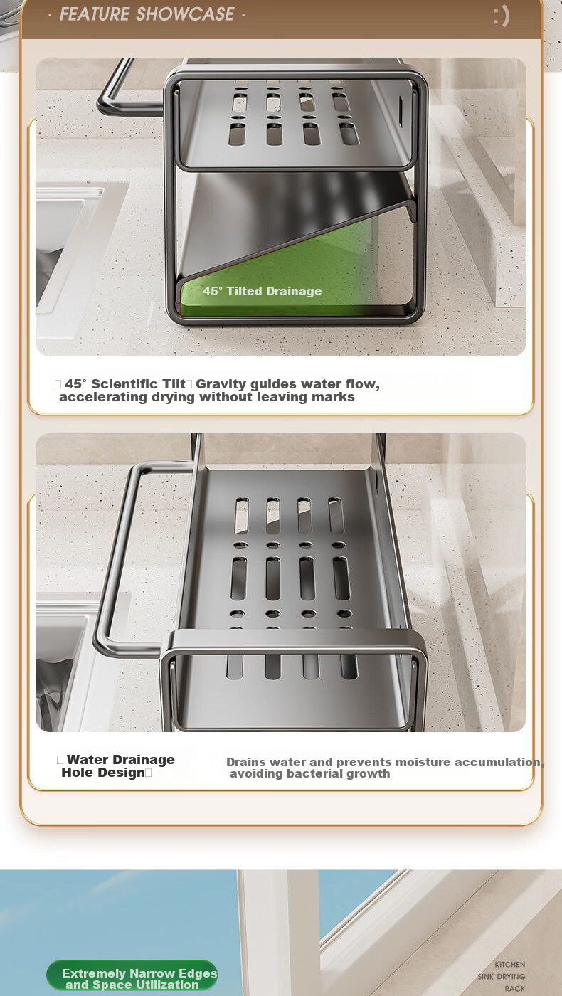 Century Zhenghe Kitchen Storage Rack Sink Draining Rack Cloth Storage Rack Faucet Vegetable Washing Sponge Draining Basket 6