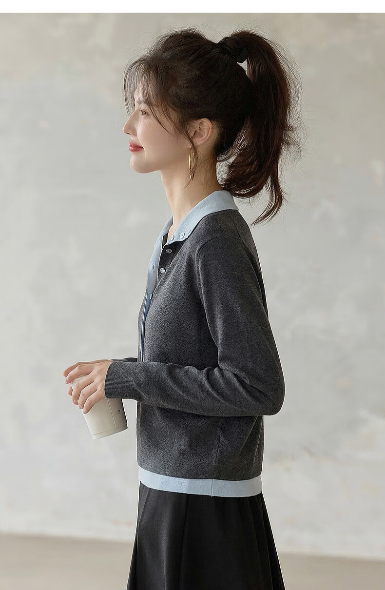 Demana Autumn Elegant Deep V Two-Piece Contrast Slimming Knit Sweater with Mulberry Silk and Wool for Women 18