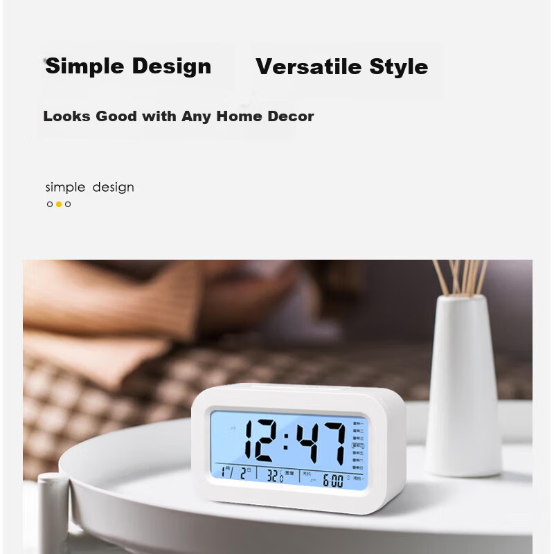 Bangu Mountain Electronic Alarm Clock Large Screen Big Digits Smart Battery Night Light Creative Kids Student Use 2