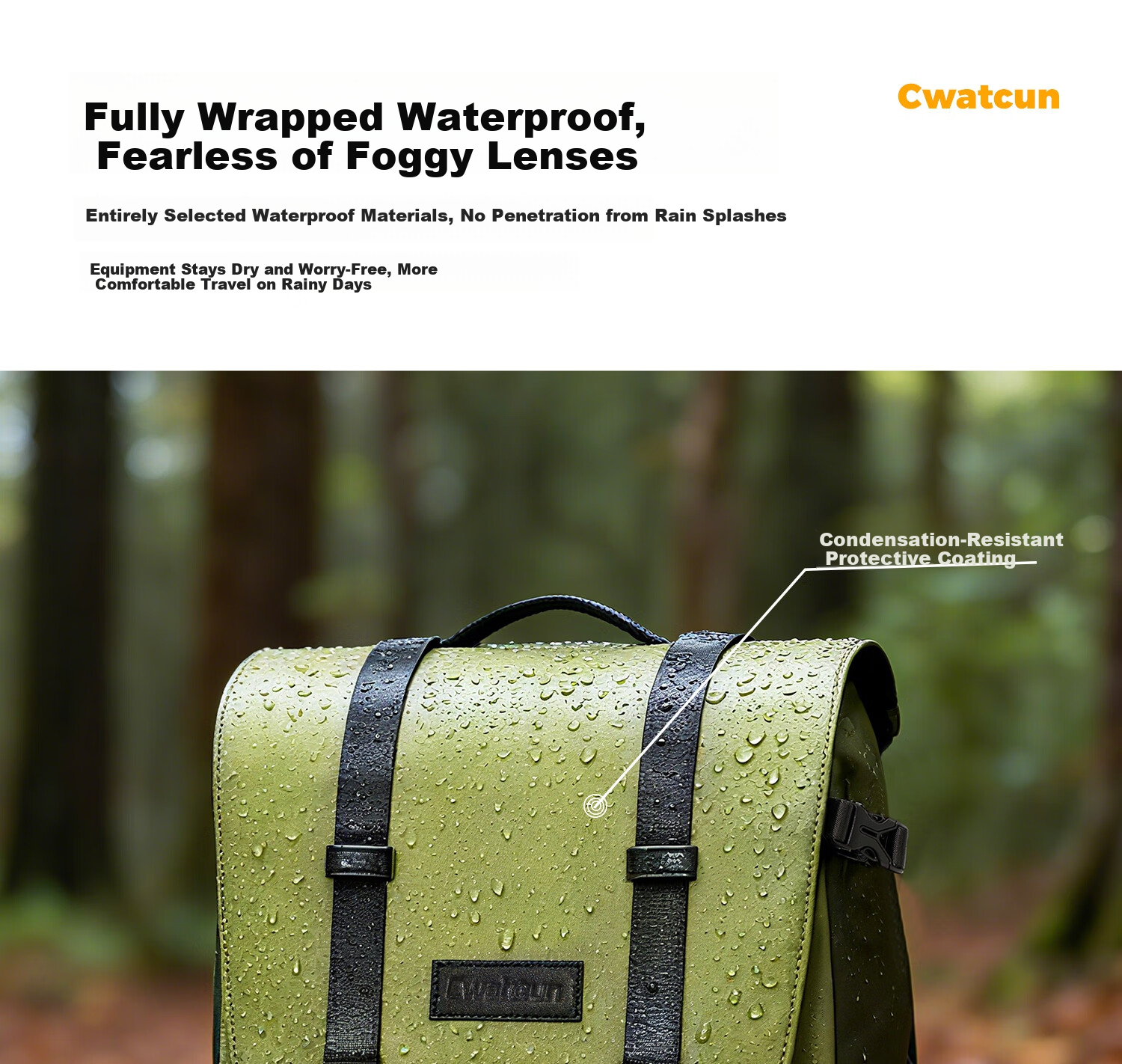 CWATCUN Kaden Camera Backpack Outdoor Photography Waterproof Large Capacity Storage Bag 15