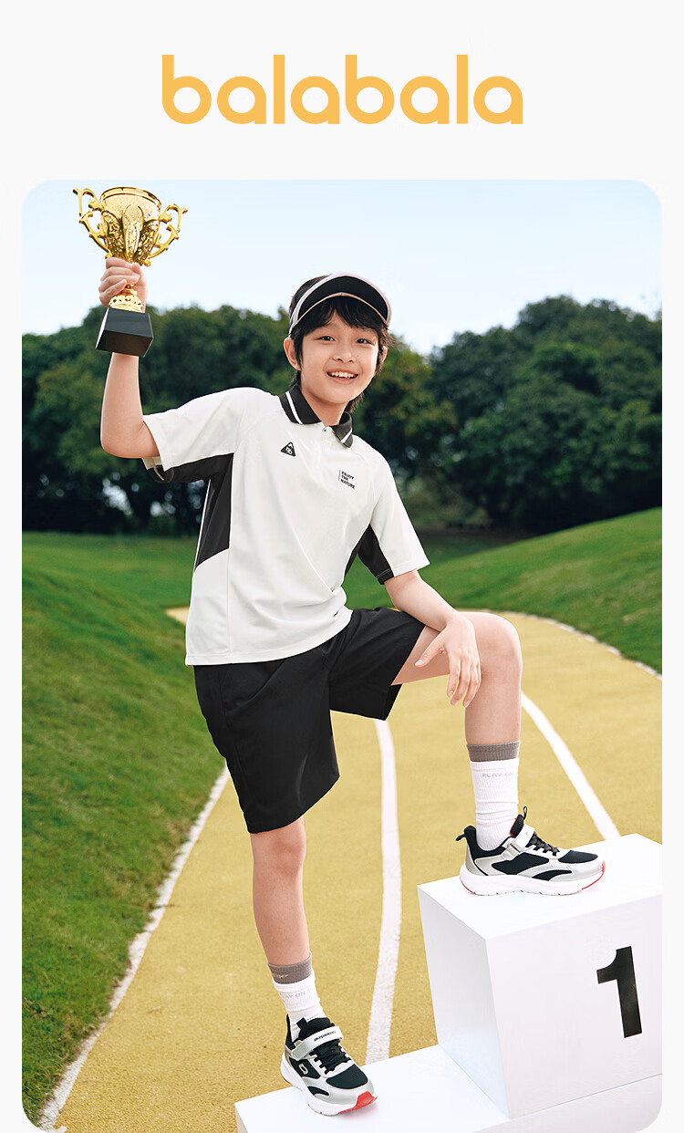 Balabala Boys' Short Sleeve Set Children's Two-Piece Outfit 2026 New Summer T-Shirt and Pants Cool and Comfortable 2