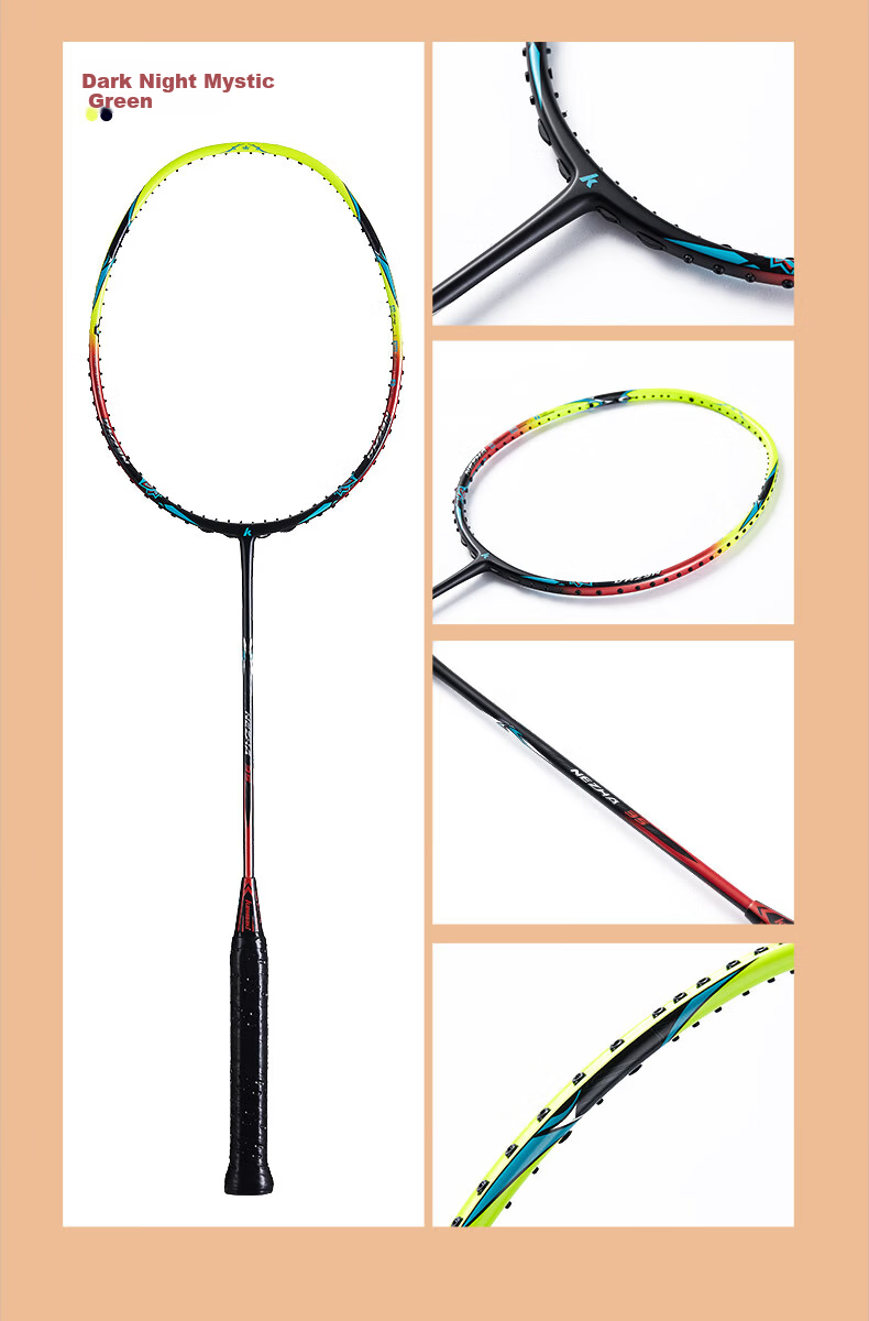 KAWASAKI NEZHA35 Full Carbon Ultra-Lightweight Badminton Racket Purple Orange (Pre-Strung with Grip) 14