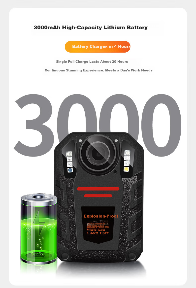 Yingjiying YDSJ-3.7(A) Intrusion Prevention And Explosion-Proof Law Enforcement Body Camera, 2K High-Definition Audio And Video Portable Camera, 128GB 3