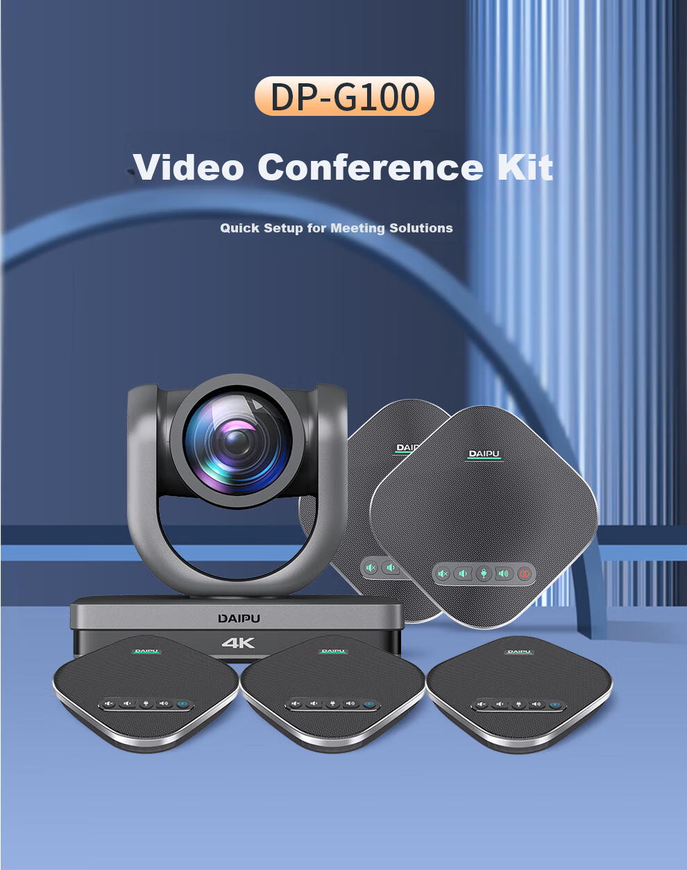 DAIPU 4K Ultra HD 12x Video Conference Kit DP-G100 Conference Solution Camera Wireless Wired Bluetooth Pickup Omnidirectional Conference Microphone 1